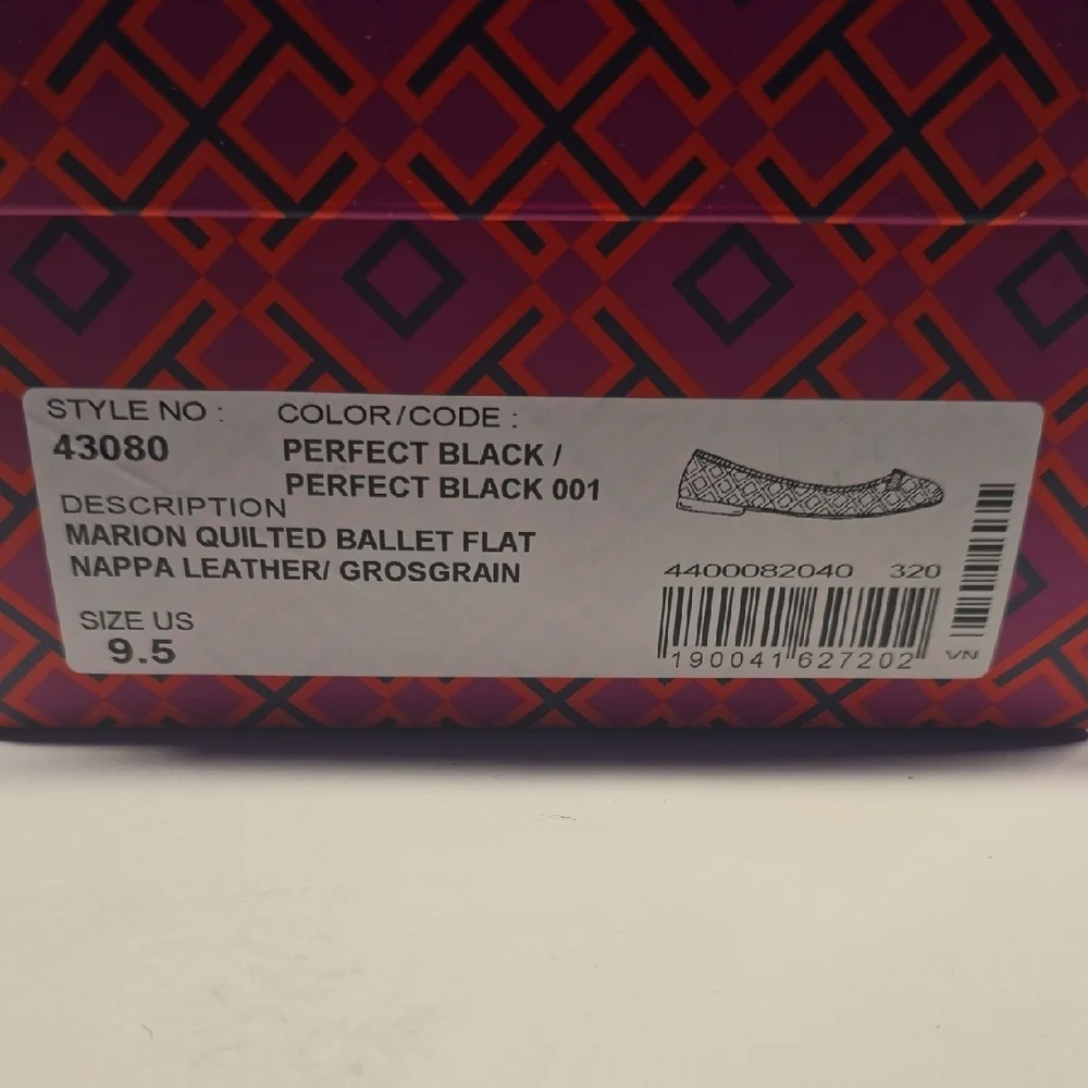 Tory Burch Black Marion Quilted Ballet Flat Size 9.5 - Picture 8 of 9